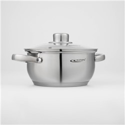 Набор кастрюль Катунь «Гретта», 3 предмета: кастрюли 2.2 л, 4.2 л, ковш 1.6 л, капсульное дно, индукция, нержавеющая сталь