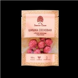Сосновая шишка в белом шоколаде с брусникой / 60 г / дой-пак / Сибирский кедр