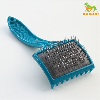 Щётка - пуходёрка большая мягкая с каплями, основание 68×48 мм, бирюзовая