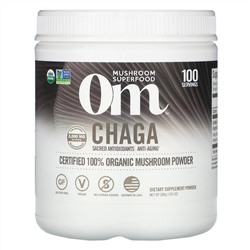 Om Mushrooms, чага, сертифицированный 100% органический грибной порошок, 200 г (7,05 жидк. унций)
