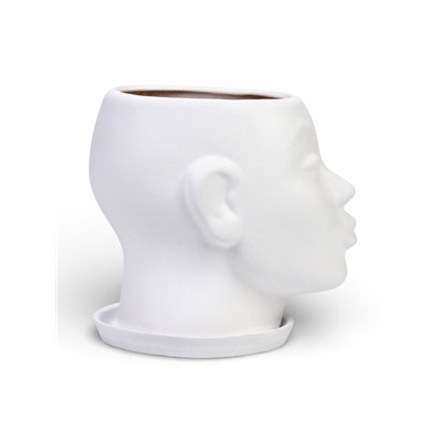 Декоративный горшок для цветов «Голова», керамический, 1.3 л, 16×16×14 см, белый
