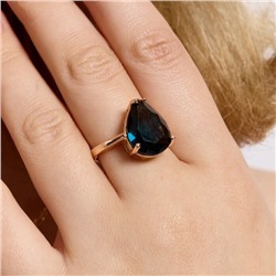 Кольцо 19 р бижутерия Дубайское золото: покрытие позолота, вставка: фианит, цвет: синий, арт.414.140-19