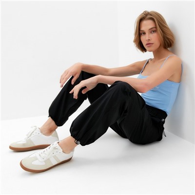 Брюки женские карго прямые MINAKU: Casual Collection, чёрные, размер 42