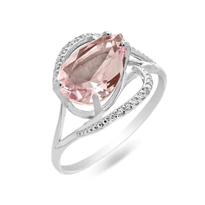 Кольцо из серебра морганит выращ., СПН4106