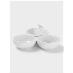 Менажница 3 ячейки Доляна «Зайка в золотом», 16.5×9 см, доломит, белая