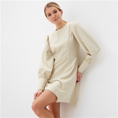 Платье мини женское MINAKU: Casual Collection, бежевое, размер 48