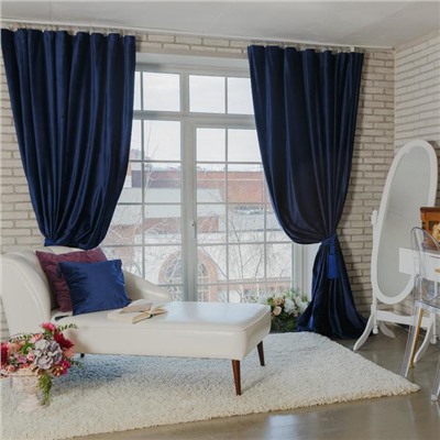 Штора портьерная «Этель», 145×270 см, ренессанс голубая океан