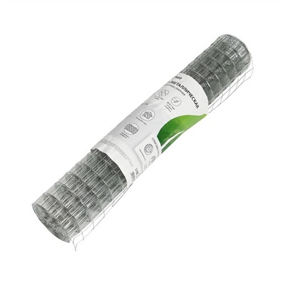 Сетка оцинкованная, сварная, 5×0.5 м, ячейка 25×25 мм, d=0.7 мм, Greengo