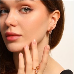 Комплект ювелирной бижутерии коллекция "Дубай" серьги и кольцо 17 р, покрытие позолота, вставка: фианиты, цвет: прозрачный, арт.213.535-17