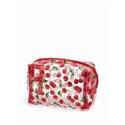 Косметичка женская Cherry, для бассейна, на молнии, прозрачная, красная