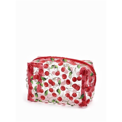 Косметичка женская Cherry, для бассейна, на молнии, прозрачная, красная