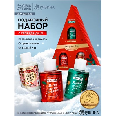 Гель для душа Happy New Year, набор 3 шт. × 100 мл, URAL LAB