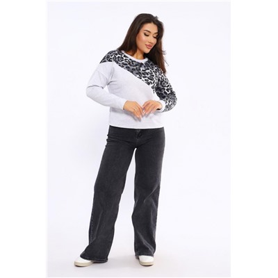 Женский свитшот леопард через плечо 2025-1 (Серый леопард)