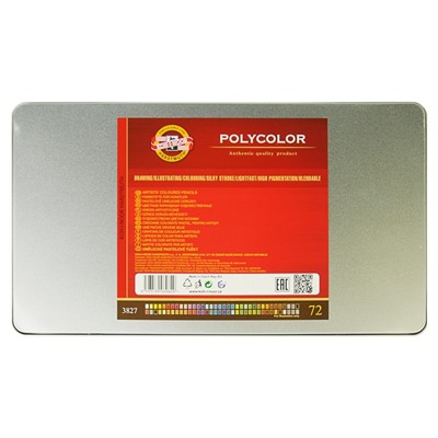 Карандаши цветные художественные 72 цвета, Koh-I-Noor PolyColor 3827, мягкие, в металлическом пенале