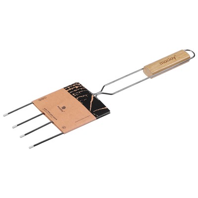 Вилка - гриль для сосисок maclay, для мангала, 12×20 см, хромированная сталь