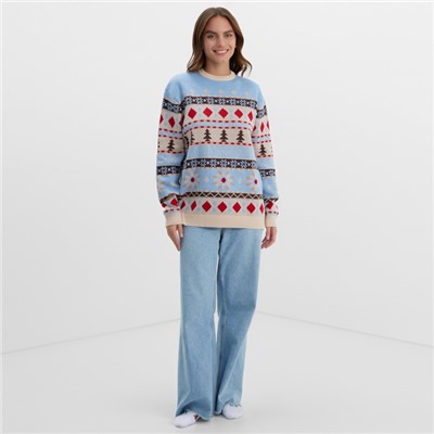 Джемпер вязаный новогодний KAFTAN Scandinavia размер 46, цвет голубой