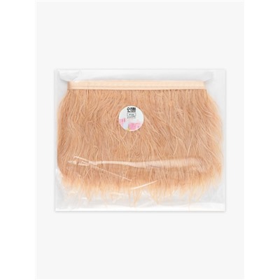 Перья страуса декоративные, на ленте, 8-10 см, 5±0.5 м, бежевые