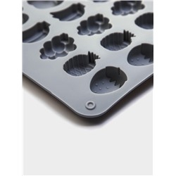 Форма для мармелада Доляна «Фрукты», силикон, 21.3×14.4×1.5 см, 25 ячеек (3×2 см), цвет серый