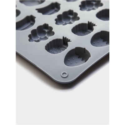 Форма для мармелада Доляна «Фрукты», силикон, 21.3×14.4×1.5 см, 25 ячеек (3×2 см), цвет серый