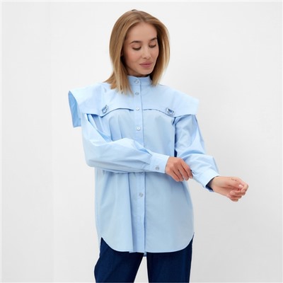 Рубашка женская с лентами MINAKU: Casual Collection, размер 48, голубая