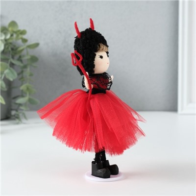 Интерьерная кукла текстильная «Девочка в костюме чертёнка», 4×5×13.5 см