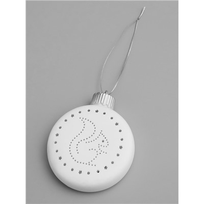 Ёлочный шар «БЁлка», 8.7×3.1×9.8 см, 1 LED, керамика, от батареек LR44×3, свечение тёплое белое