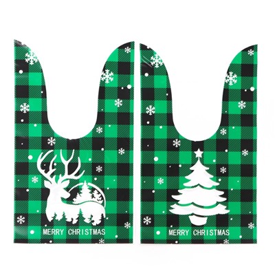 Пакет полиэтиленовый подарочный новогодний, с ушками «Клетка зелёная», МИКС, 13×23 см
