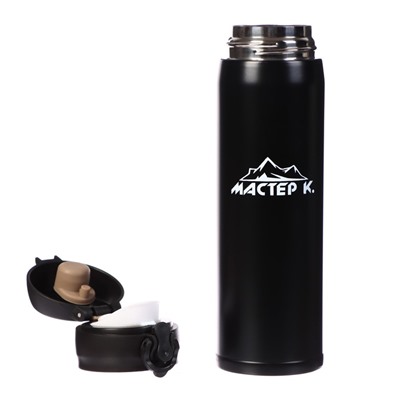 Термос Мастер К «Топ», 500 мл, 6.3×24.5 см, сохраняет тепло 8 ч, нержавеющая сталь, чёрный