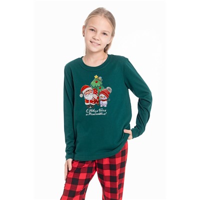 Футболка длинный рукав с новогодним принтом М225123Пз