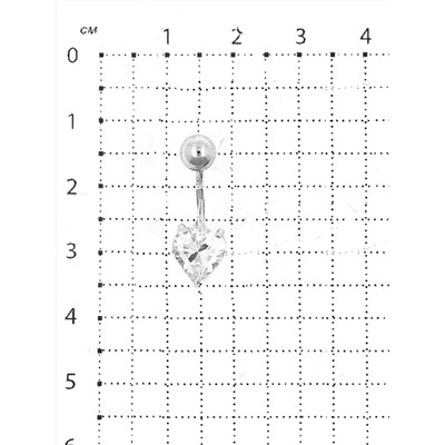 Пирсинг из серебра с фианитом родированный пр-001р200