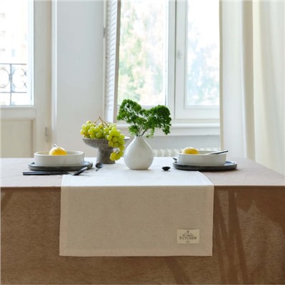 Дорожка на стол «Этель» ECO, 40×136 ±6 см, 70% хлопок, 30% лён, 190 г/м², молочная