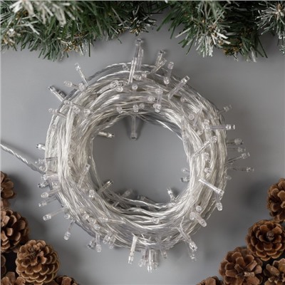 УЦЕНКА Гирлянда «Нить», 20 м, IP20, 200 LED, 220 В, 8 режимов, прозрачная нить, свечение синее