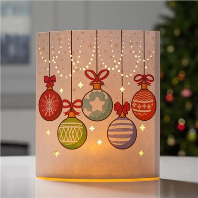 Светодиодная фигура «Ёлочные шары» 17×20×8 см, картон, батарейка ААх2 (не в комплекте), свечение тёплое белое