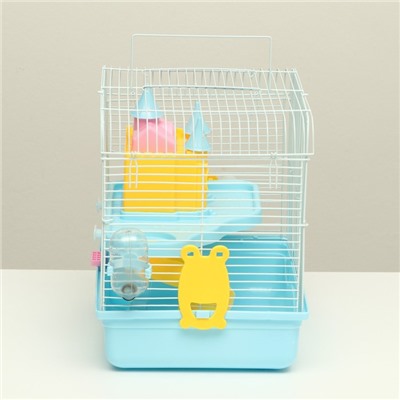 Клетка для грызунов «Пижон», 31×24×27 см, с замком, пластик, металл, голубая