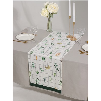 Дорожка на стол «Этель» Flora, 40×149 см, 100% хлопок, саржа 190 г/м², белая