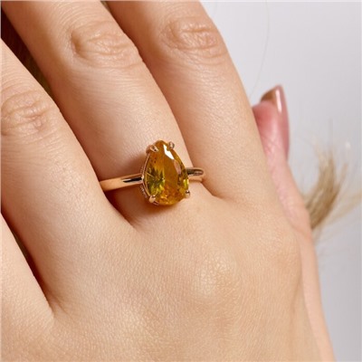 Кольцо 20 р ювелирная бижутерия коллекция "Дубай", покрытие позолота, вставка: фианиты, цвет: желтый, арт.414.098-20