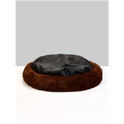 Лежанка для собак и кошек, длинный мех, 80×80×25 см, коричневая