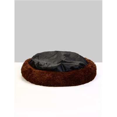 Лежанка для собак и кошек, длинный мех, 80×80×25 см, коричневая
