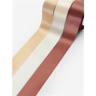 Атласная лента, набор 3 шт., 50 мм, 23±1 м, бежевая