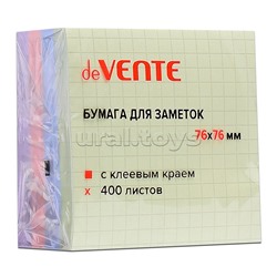 Клейкая бумага для заметок 76x76 мм, 400 листов, офсет 75 г/м², 4 пастельных цвета в клетку