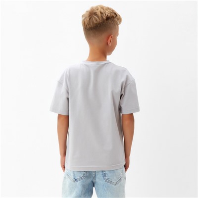 Футболка детская однотонная MINAKU: Casual Collection, серая, рост 110 см
