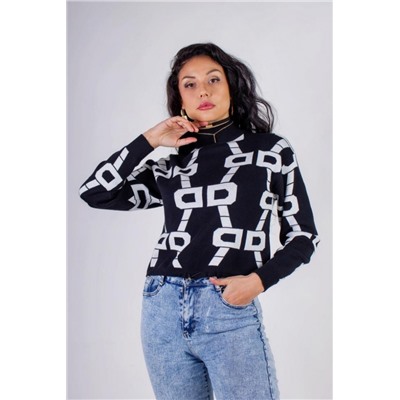 Джемпер с фиксатором Графика арт.3765 (Черно-белый)