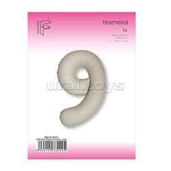 Шар (40''/102 см) Цифра, 9 Slim, Кремовый Латте, Матовый, 1 шт. в уп.