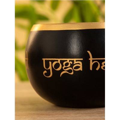 Свеча в чаше Yoga heal the soul чёрная, соевый воск 200 гр 8,5х7 см
