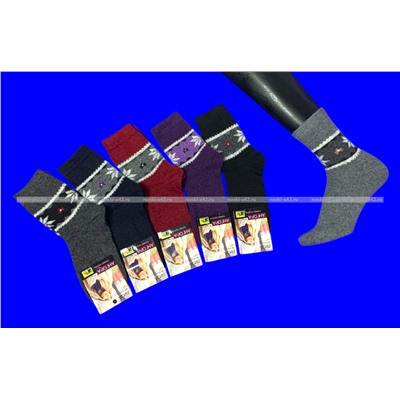 Термоноски женские ангора шерсть Снежинки арт. 567