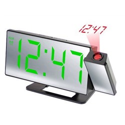 Будильник сетевой с проекцией 185*90*55мм, зел.цифры + сетевой кабель