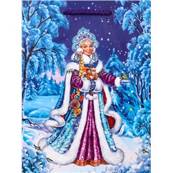 Пакет подарочный новогодний ламинированный, «Снегурочка», 18×10×22.3 см