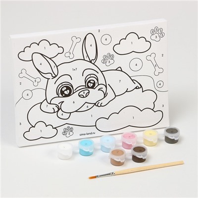 Картина по номерам для детей «Щенок на облачке», 21×15 см