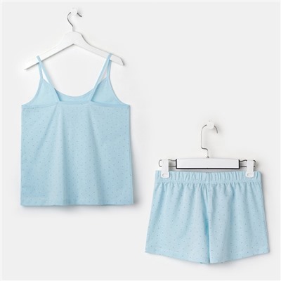 Пижама женская (шорты, топ) KAFTAN «Горошек», размер 48-50, голубая