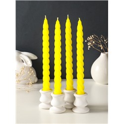 Набор свечей витых, 2.3×24.5 см, 5 ч, 50 г, 4 шт., жёлтый